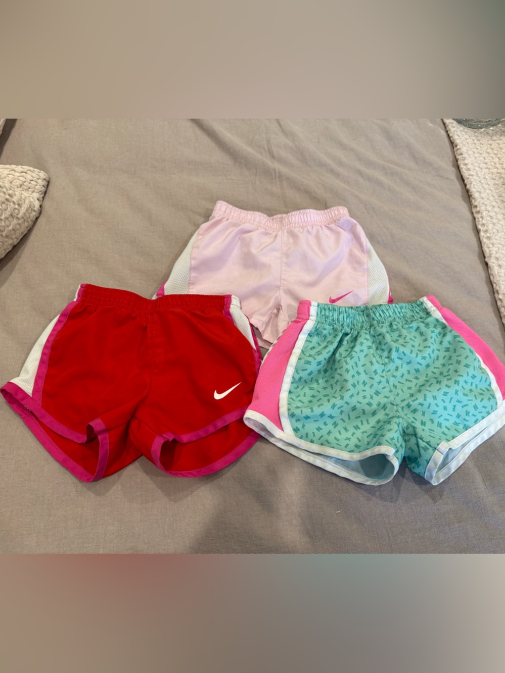 Nike Kids 3-Pack Athletic Shorts in Red, Pink & Teal